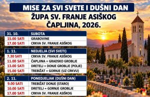 Čapljina: Raspored misa po grobljima za blagdan Svih svetih i Dušni dan